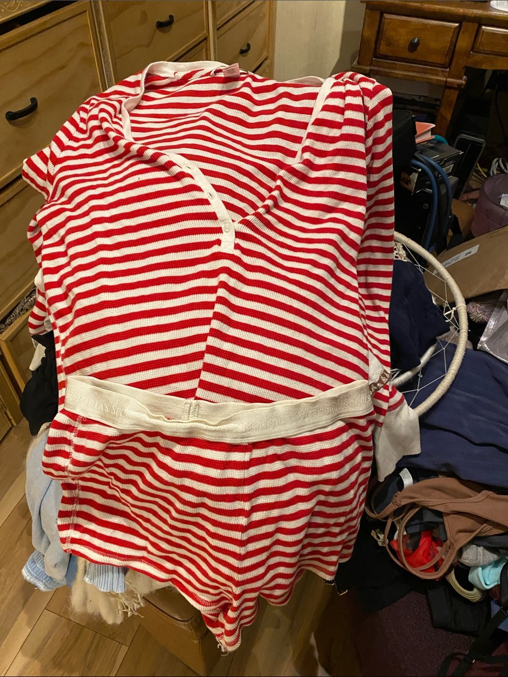 Victoria's Secret Red and White Striped shorts set
